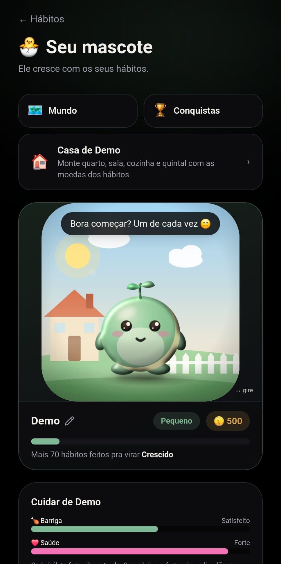 O mascote que cresce com seus hábitos